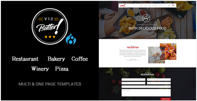 Butter - Professional Restaurant, Bakery, Coffee, Winery and Pizza Drupal 8 Theme