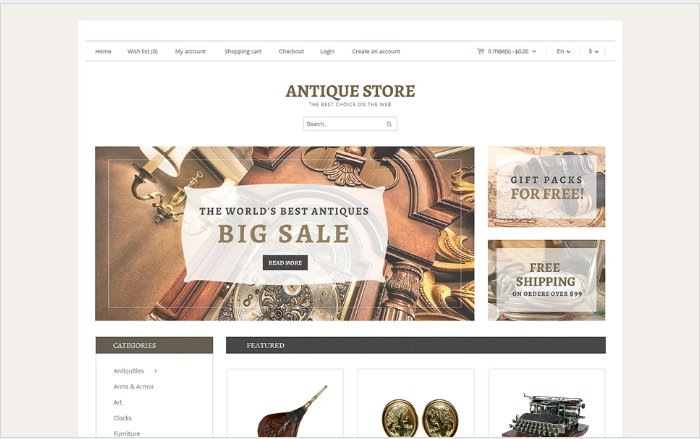Antique Store Responsive OpenCart Template