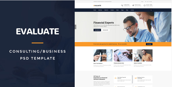 Evaluate Business Consulting PSD Template