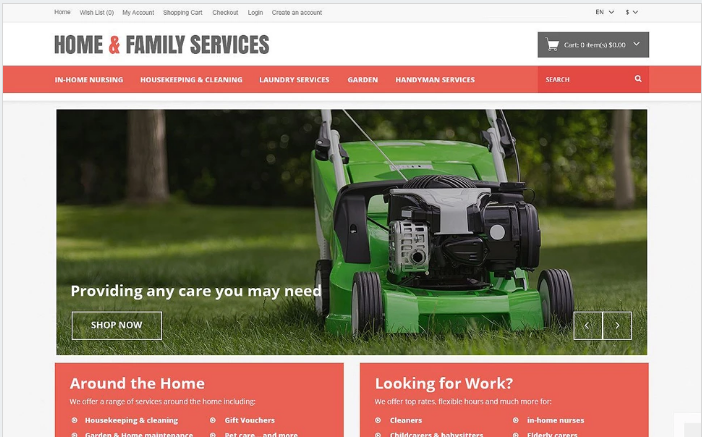 Home Family Services OpenCart Template