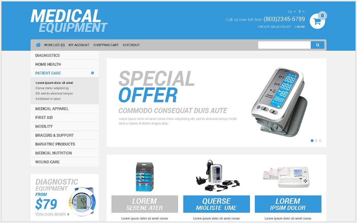 Medical Equipment Store OpenCart Template