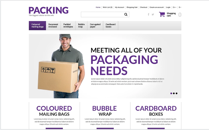 Packing Products Store OpenCart Template