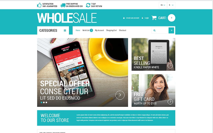 Wholesale Store Responsive OpenCart Template