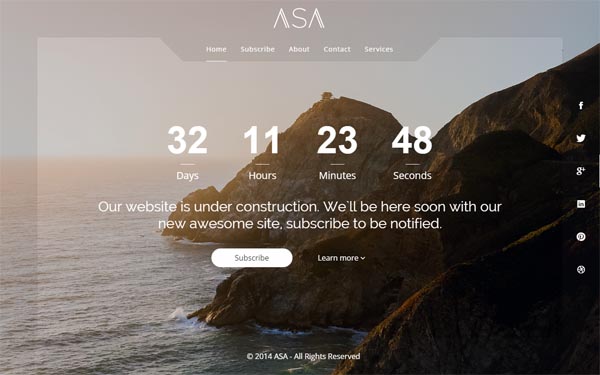 Asa - Responsive Coming Soon Template