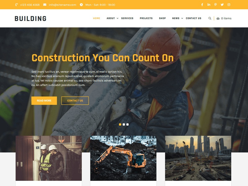 Building Lite Free Construction Company WordPress Themes