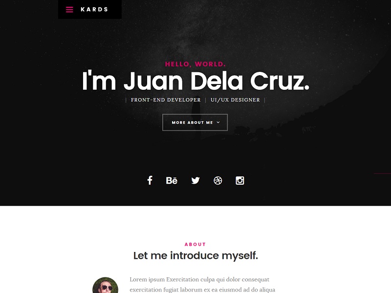 Kards: Free Resume HTML Templates