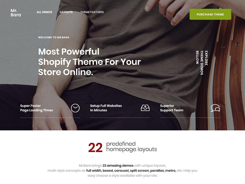 Mr.Bara: Responsive e-commerce Shopify Themes