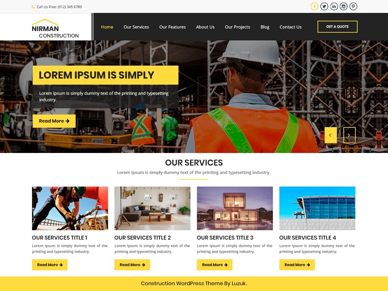 Nirman Construction Free Construction Company WordPress Themes