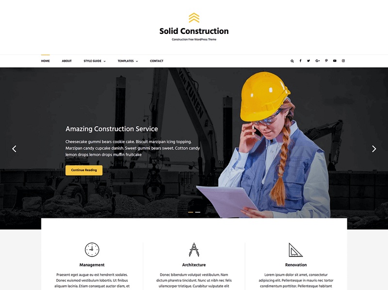 Solid Construction Free Construction Company WordPress Themes