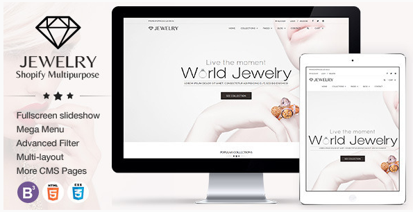 Jewelry: Responsive e-commerce Shopify Themes