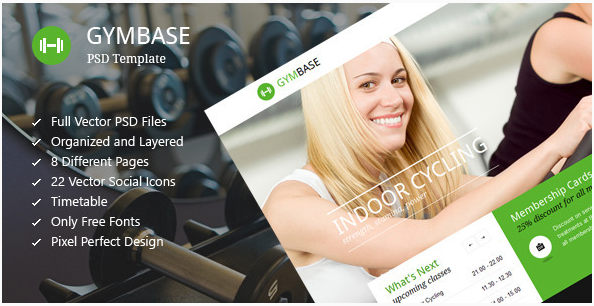 GYMBASE: Best Yoga Gym PSD Website Templates