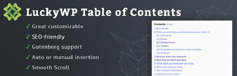 LuckyWP Table of Contents