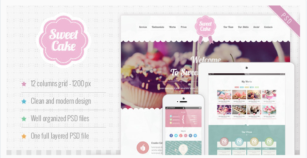 SWEET CAKE: Best Food Restaurant PSD Templates