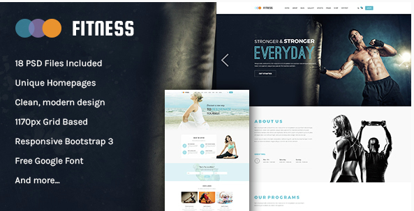 Fitness: Best Yoga Gym PSD Website Templates