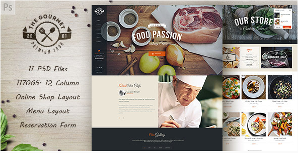 Gourmet: Best Food Restaurant PSD Templates wpshopmart