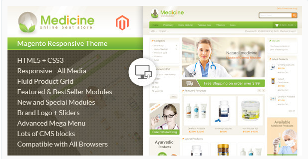 medicine Best Responsive Magento Themes