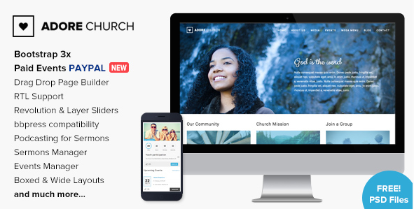 Adore Church - Responsive WordPress Theme