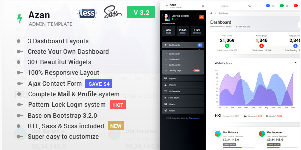 Azan: HTML5 Admin Dashboard Templates