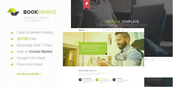 BookMarks - Corporate & OnePage PSD Template