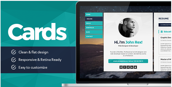 Cards - Personal vCard, Resume CV & Portfolio WordPress Theme