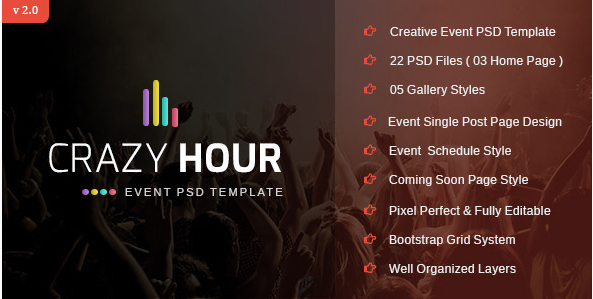 Crazy Hour - Event Management PSD Template