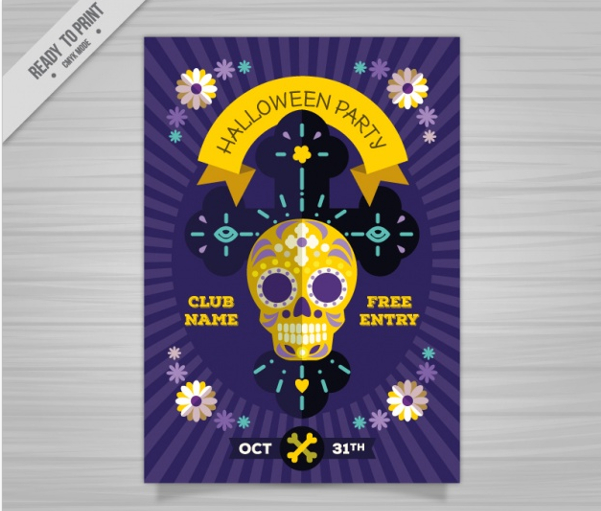 Creepy Halloween Poster Free Vector