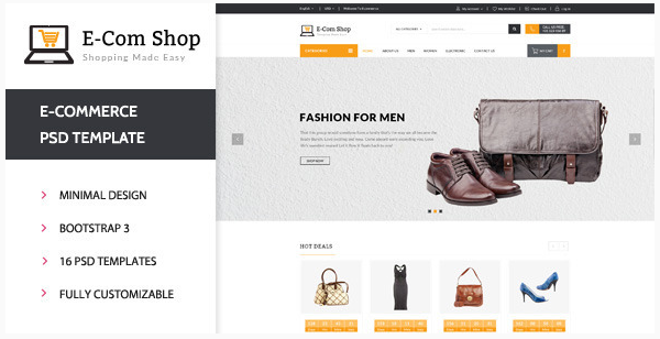 E-com Shop - eCommerce Shopping PSD Template