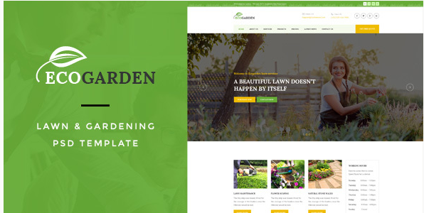 Eco Garden Lawn & Gardening PSD Template