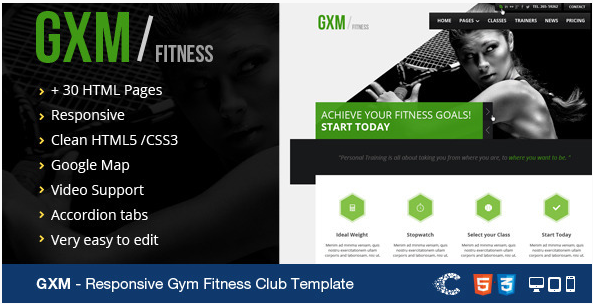 GXM-Responsive Gym Fitness Club HTML Template