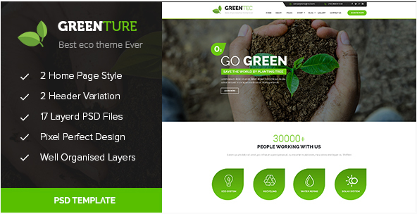 Greenture - Environment - Non-Profit PSD Template