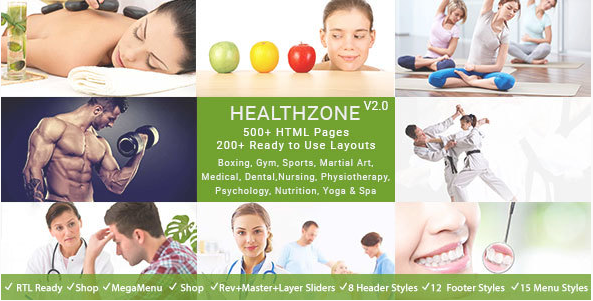 HealthZone - Daring Multi Concept HTML5 Template for Medical, Nursing, Yoga, Sports, Gym & Fitness