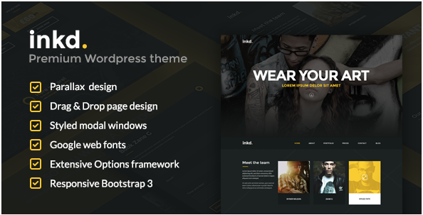 Inkd. Tattoo Studio One-Page WordPress Theme