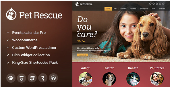 Pet Rescue - Animals & Shelter Charity WP Theme