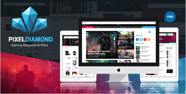 Pixel Diamond PSD Gaming Magazine + Store