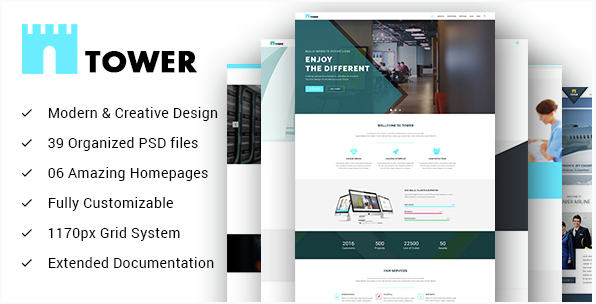 TOWER - Creative Small Business PSD Template for Startups