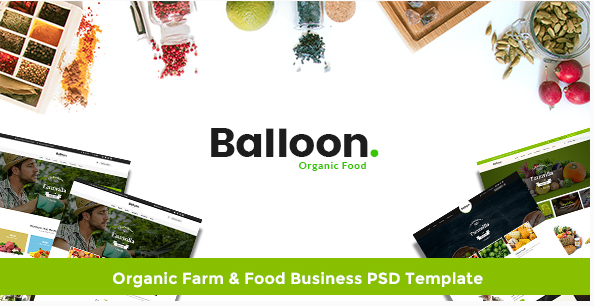 Balloon Organic Farm & Food Business PSD Template