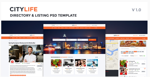 CityLife Directory & Listing PSD Template