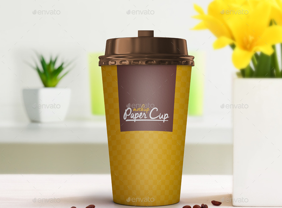 Coffee Cup Mockup with Flowers