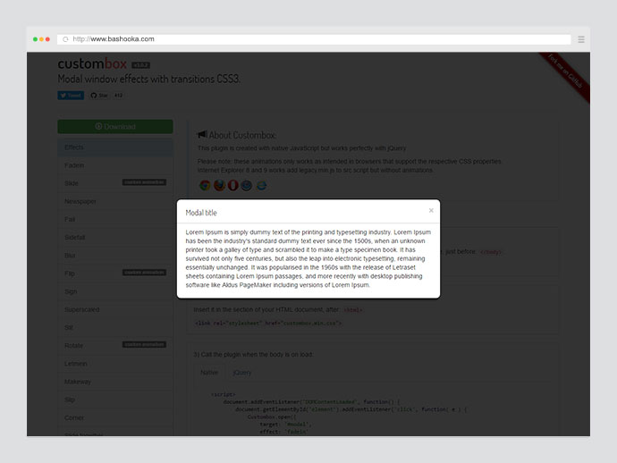 Custombox: Best jQuery Modal Plugins