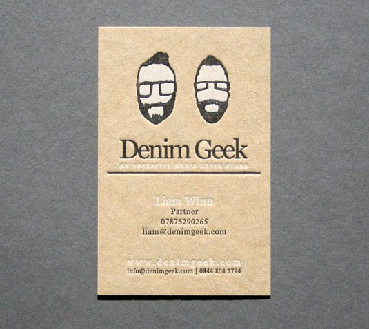 Denim Geek: Creative LetterPress Business Cards