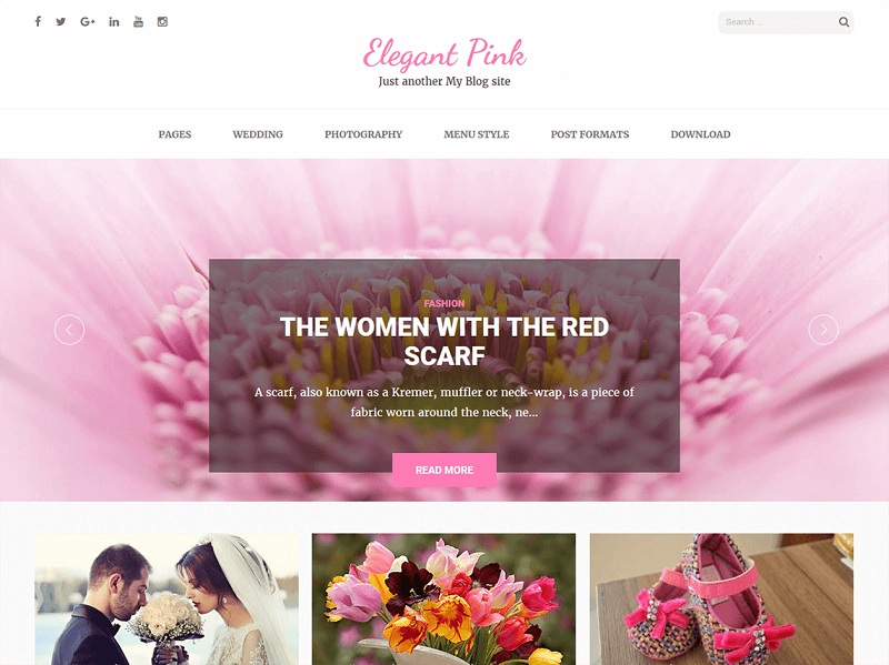 Elegant Pink Wedding WordPress Theme