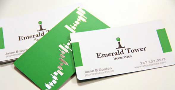 Emerald-Tower-Foil-Stamped-Silk-Business-Cards