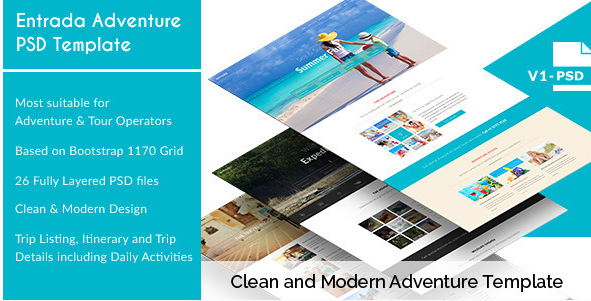 Entrada - Adventure and Tour PSD Template