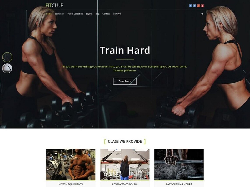 FitClub Free Fitness WordPress Theme