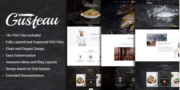 Gusteau – Elegant Food and Restaurant PSD Template