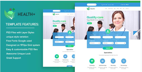 Health+ PSD Templates