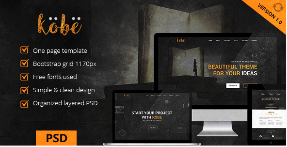 Kobe - One Page PSD Template