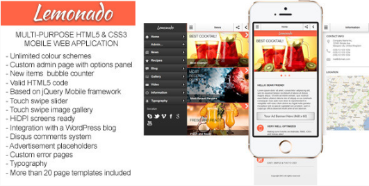 LEMONADO: Top jQuery Mobile Web Templates