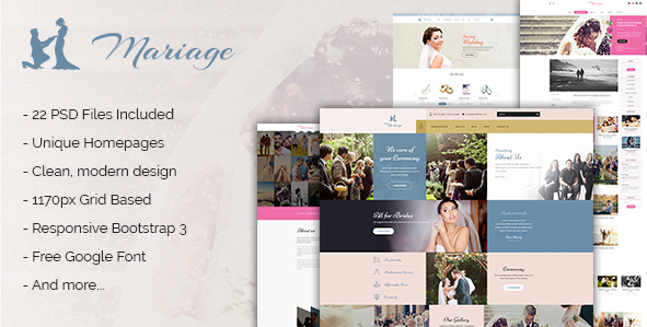 Mariage - Business & Wedding PSD Template