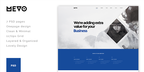 Mevo - One Page PSD Theme